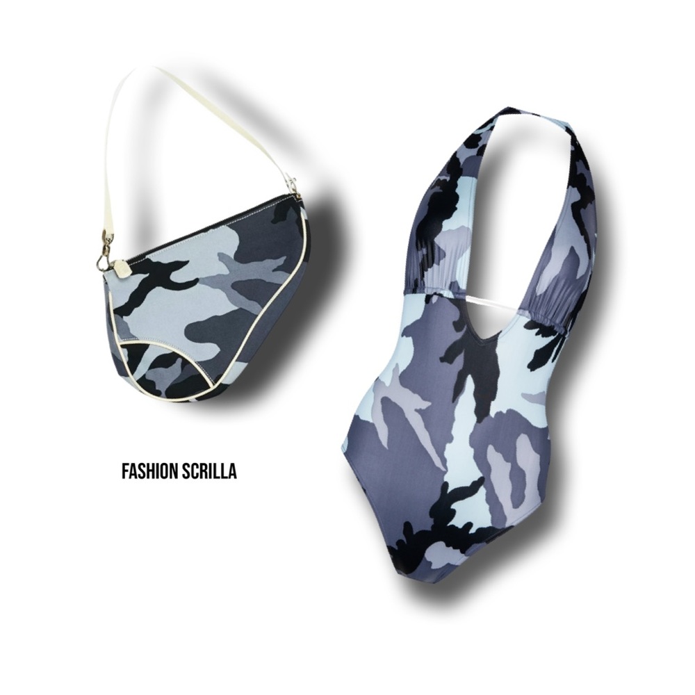 Vintage Dior Blue Camouflage Y2K John Galliano Mini Saddle Handbag - Picture 14 of 15